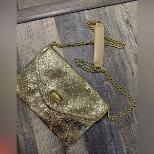 Aldo Sparkling Gold Clutch with Chain